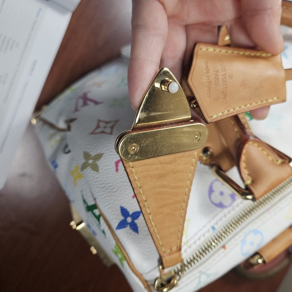 Auth Louis Vuitton Speedy 30 Multicolor White Satchel Handbag - Picture 7 of 15